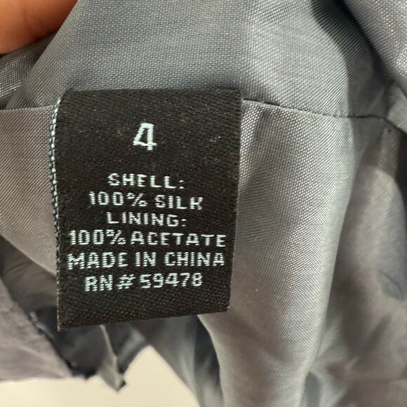 Cynthia Rowley Silk Sheath Dress Gray Silver Studs Size 4 Cocktail Party Work - Picture 4 of 5